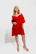 Load image into Gallery viewer, Off the Shoulder Wrap Dress