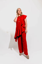 Load image into Gallery viewer, Asymmetrical Scuba Ruffle Top