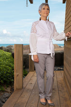 Load image into Gallery viewer, Eyelet Puff Sleeve Buttoned Shirt