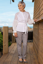 Load image into Gallery viewer, Eyelet Puff Sleeve Buttoned Shirt