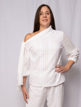 Load image into Gallery viewer, Gauze and Eyelet One Shoulder Blouse