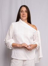 Load image into Gallery viewer, Gauze and Eyelet One Shoulder Blouse