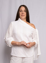Load image into Gallery viewer, Gauze and Eyelet One Shoulder Blouse
