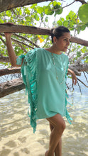 Load image into Gallery viewer, Laser Cut Charmeuse Fringe Detail Tunic
